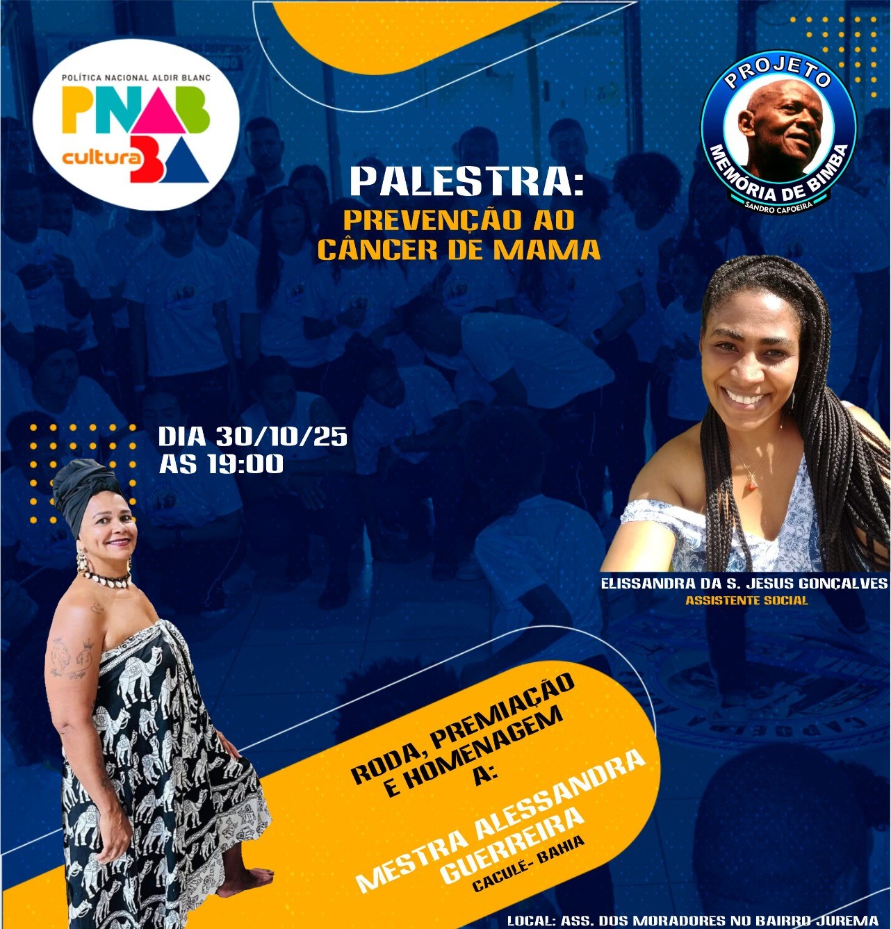 Cartaz da palestra Prevenção ao câncer de mama