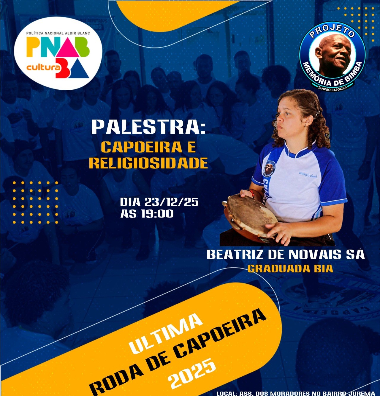Cartaz da palestra Capoeira e religiosidade