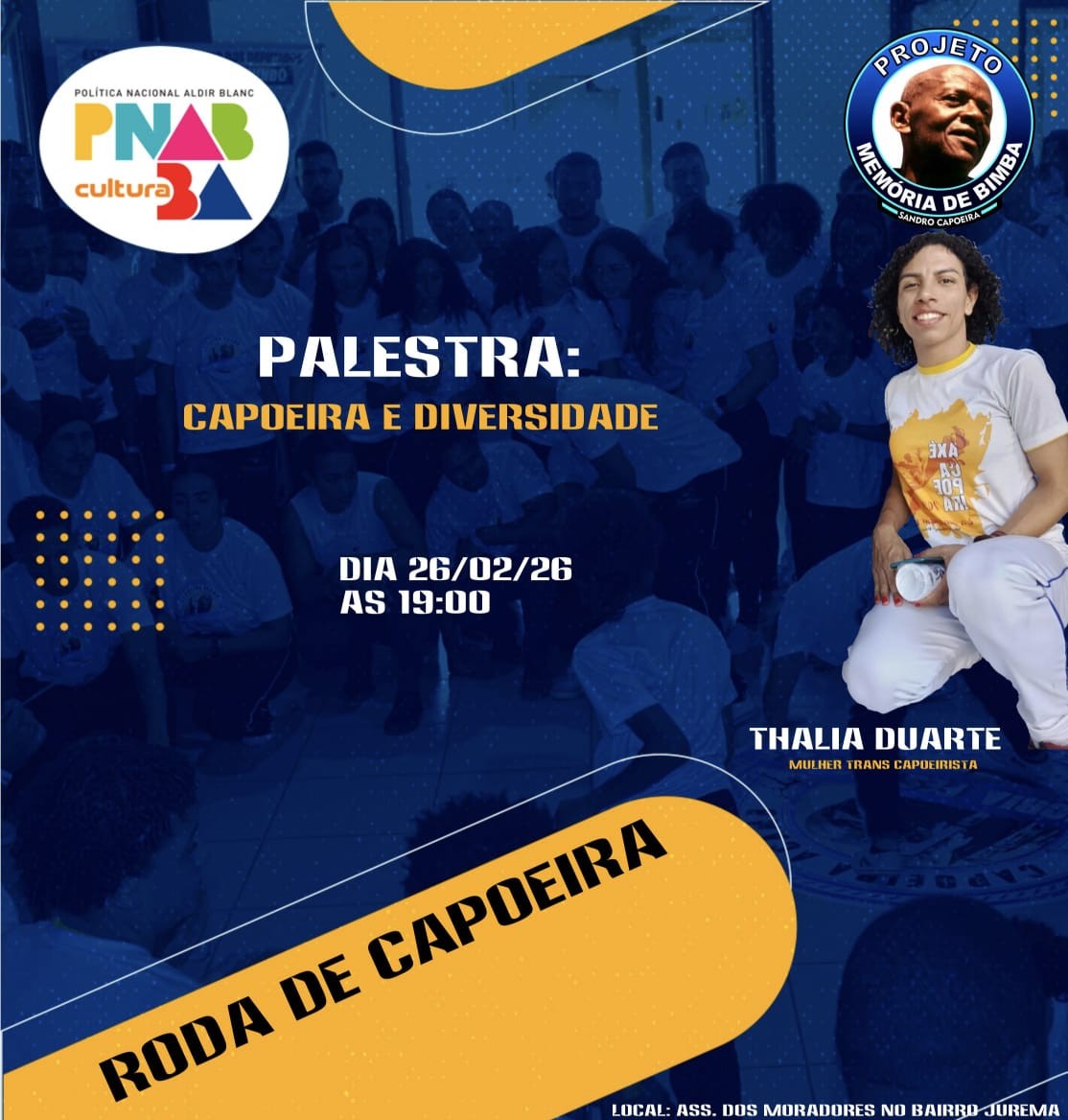 Cartaz da palestra Capoeira e diversidade